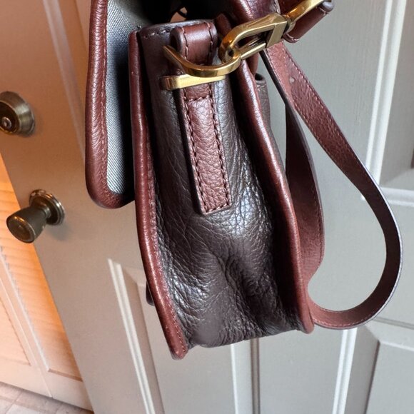 Fossil Heritage Top Handle Crossbody Bag Black & Brown Pebbled Leather - Picture 7 of 15